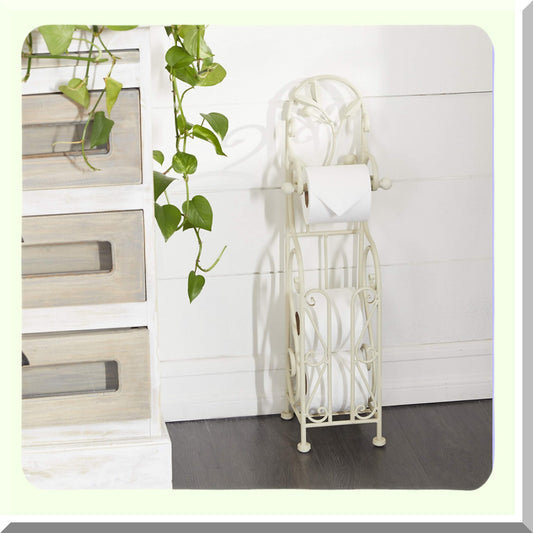 Metal Scroll Toilet Paper Holder Cream 8"x6"x24"