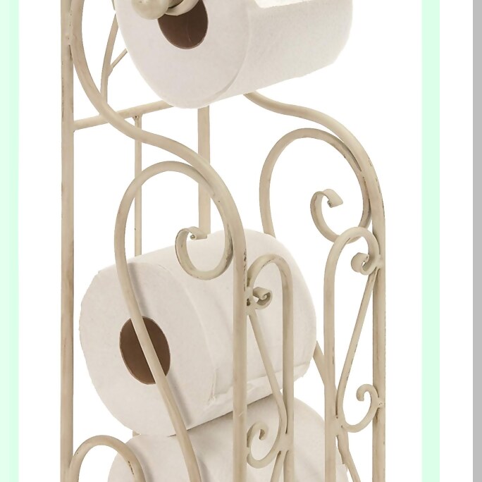 Metal Scroll Toilet Paper Holder Cream 8"x6"x24"