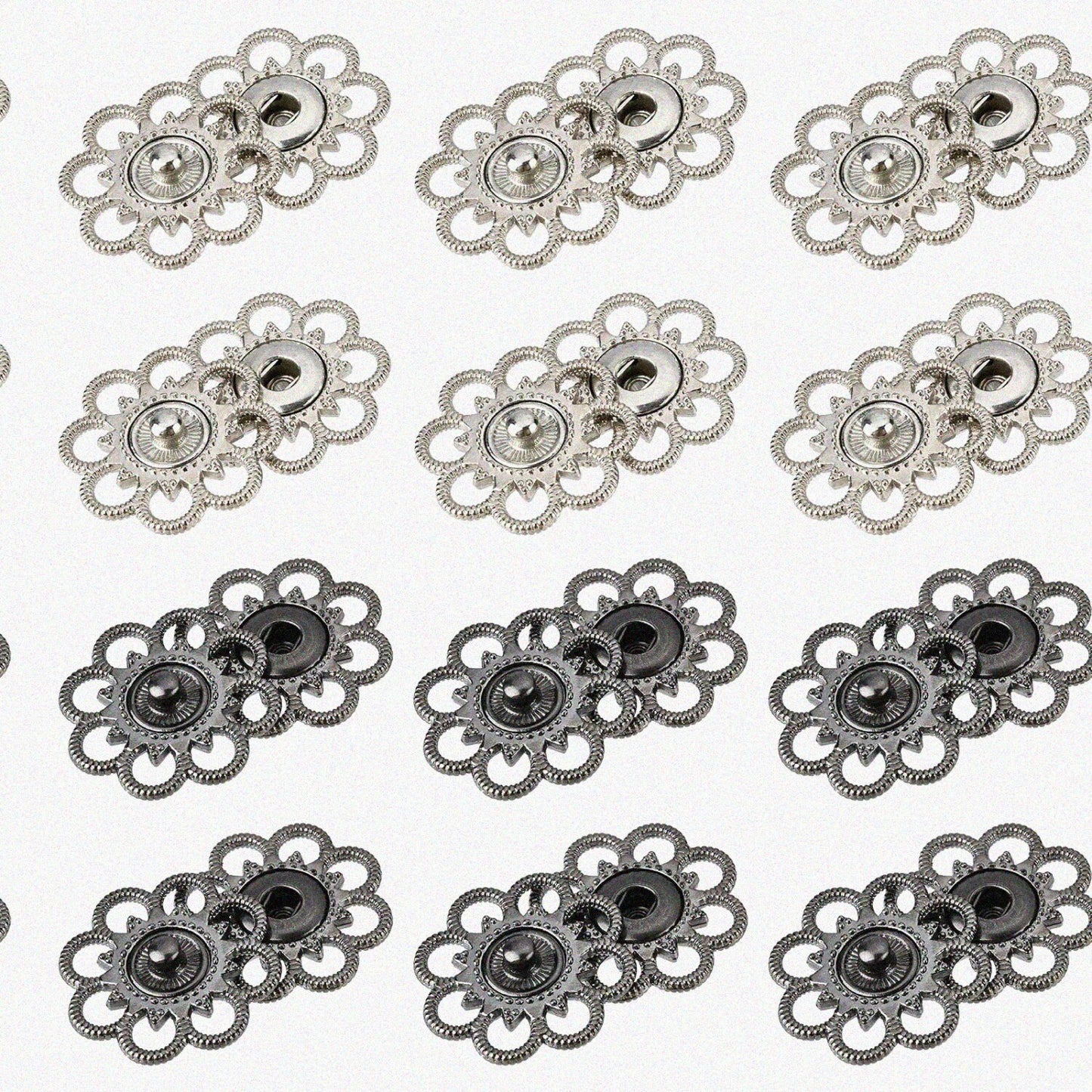 20 Sets Alloy Flower Snap Buttons 1" Assorted Colors