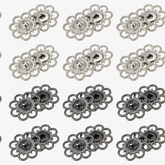 20 Sets Alloy Flower Snap Buttons 1" Assorted Colors