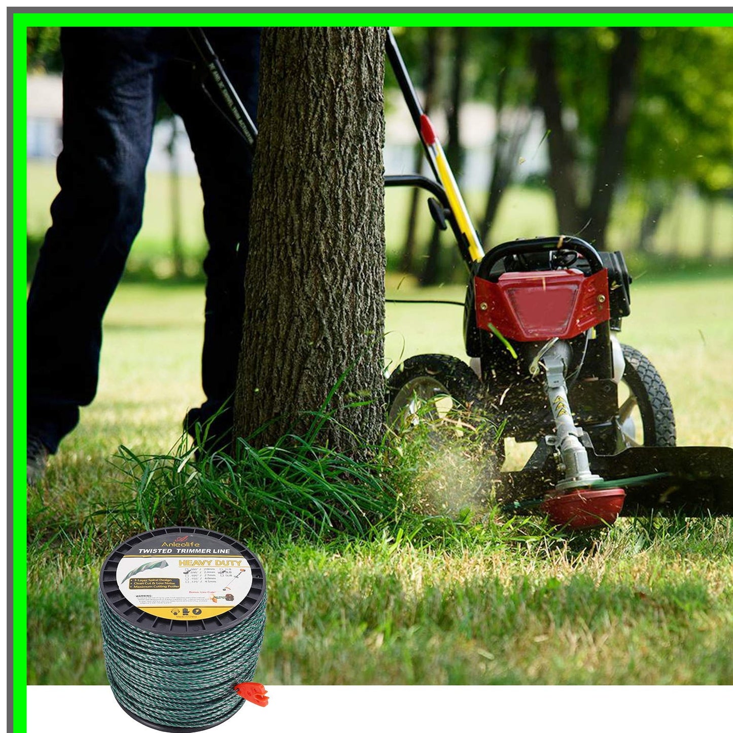 Heavy Duty Twisted Trimmer Line Spool with Bonus Cutter 3-Pound 095-inch