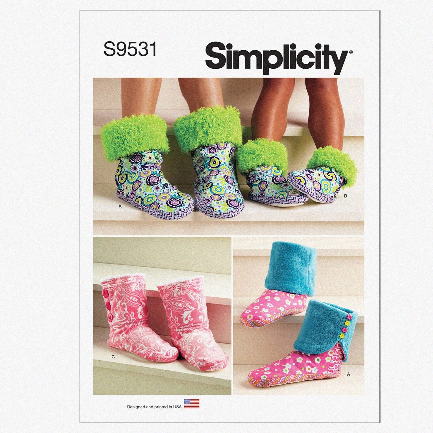 Children and Adult's Slipper Sewing Pattern Kit, Multicolor