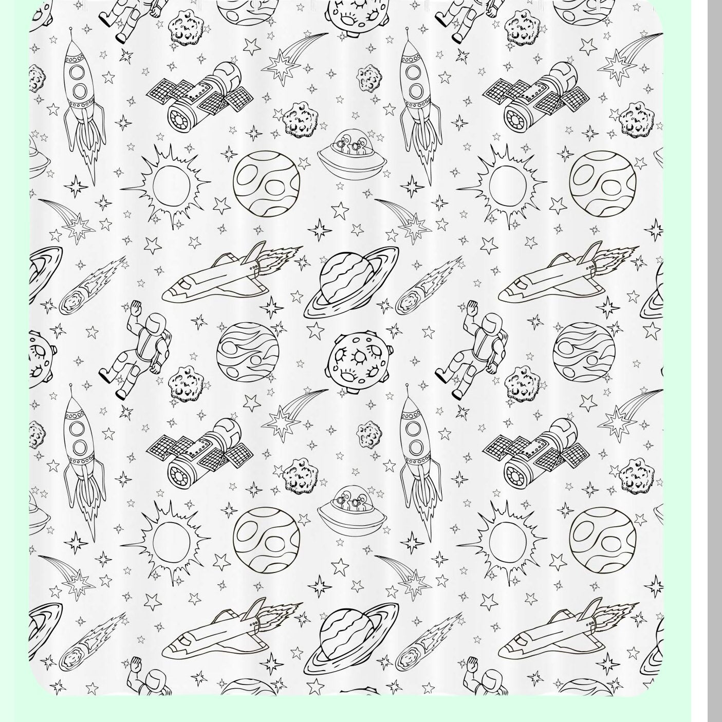 Cartoon Space Shower Curtain 69x75 inches