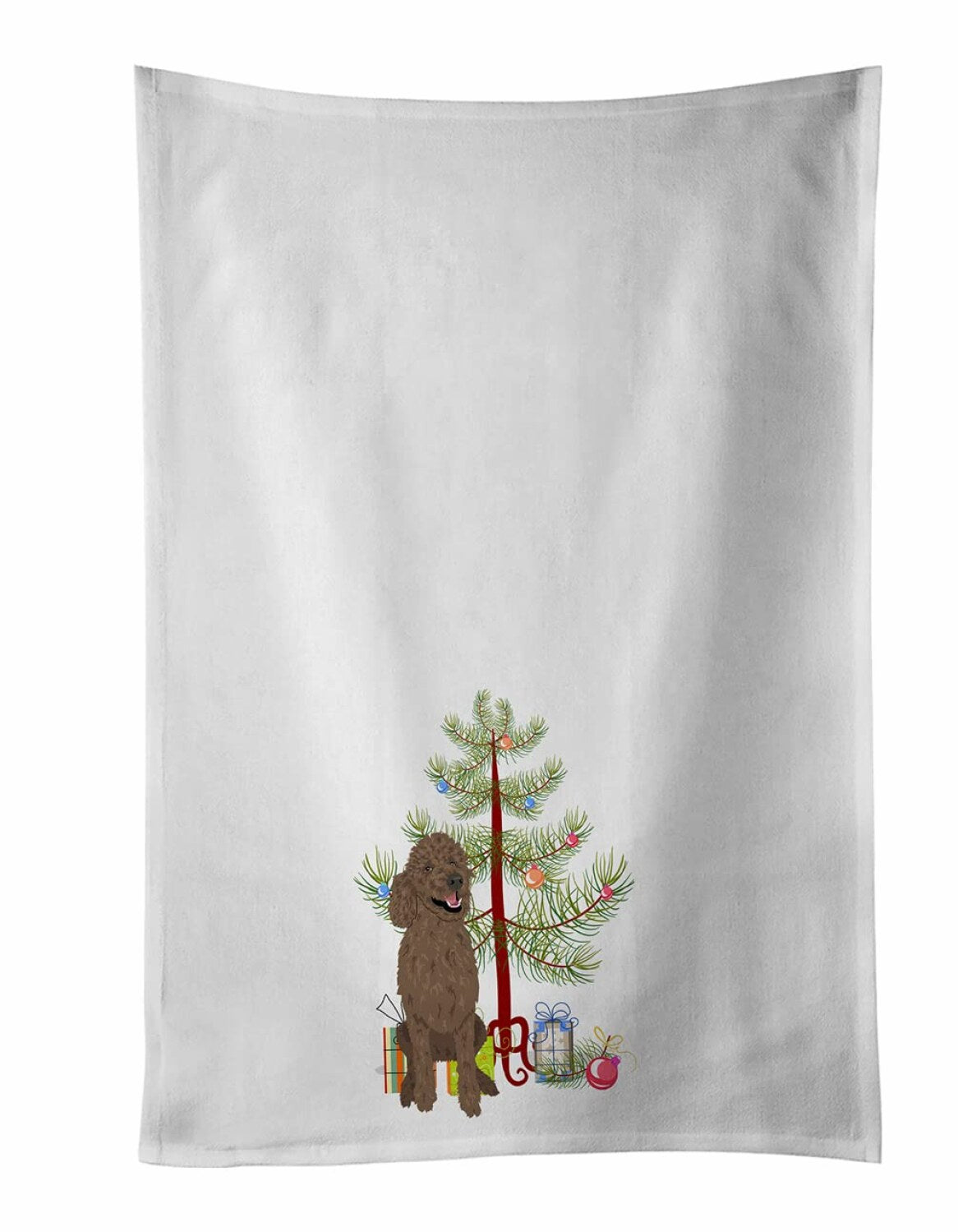 Poodle Brown White Kitchen Towel Set of 2