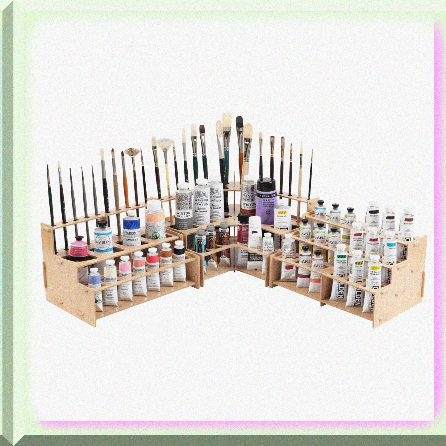 3-Piece Wood Grain Artist Brush and Paint Tube Organizer Set
