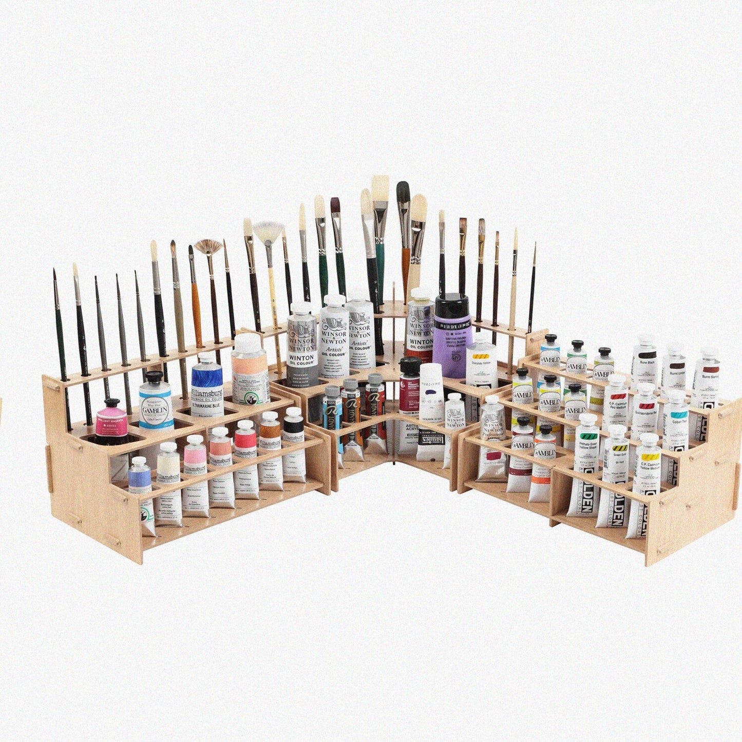 3-Piece Wood Grain Artist Brush and Paint Tube Organizer Set