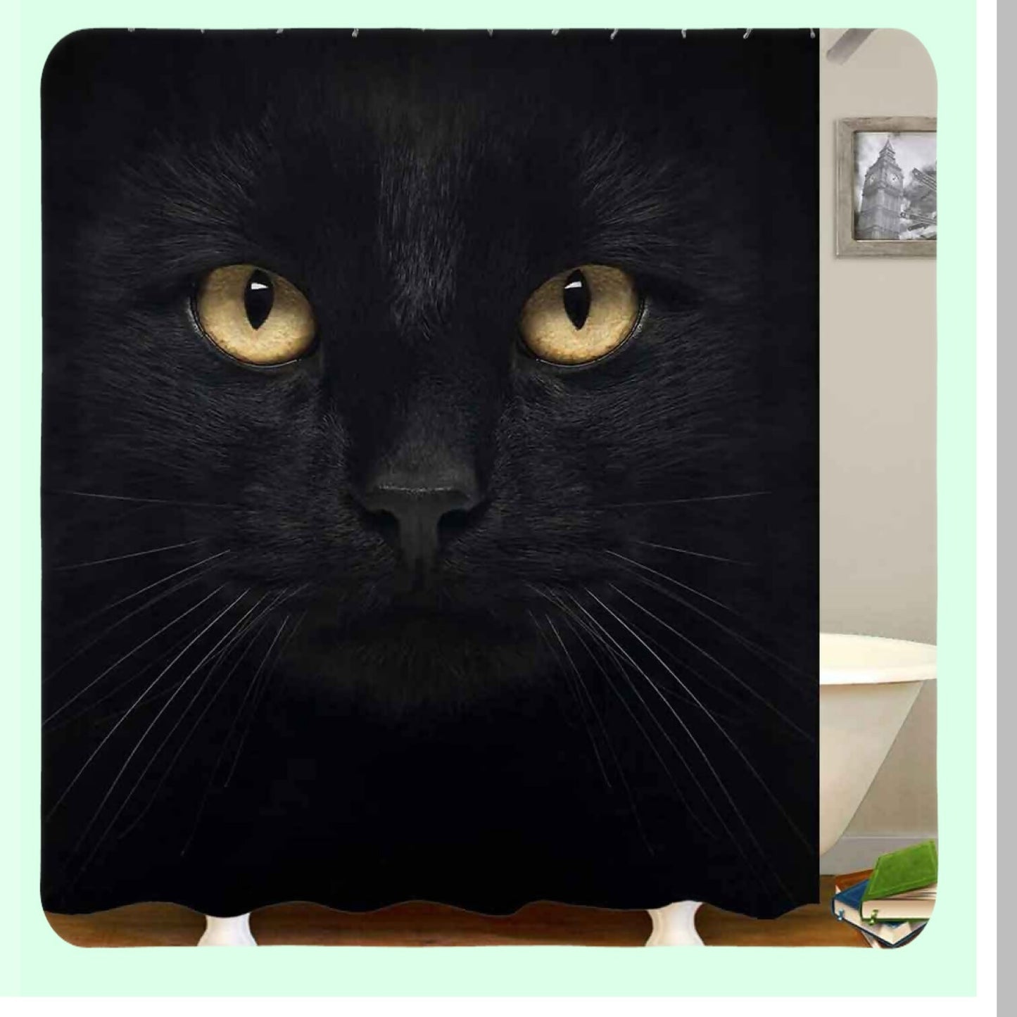 4PCS Black Panther Shower Curtain Set with Bath Rugs