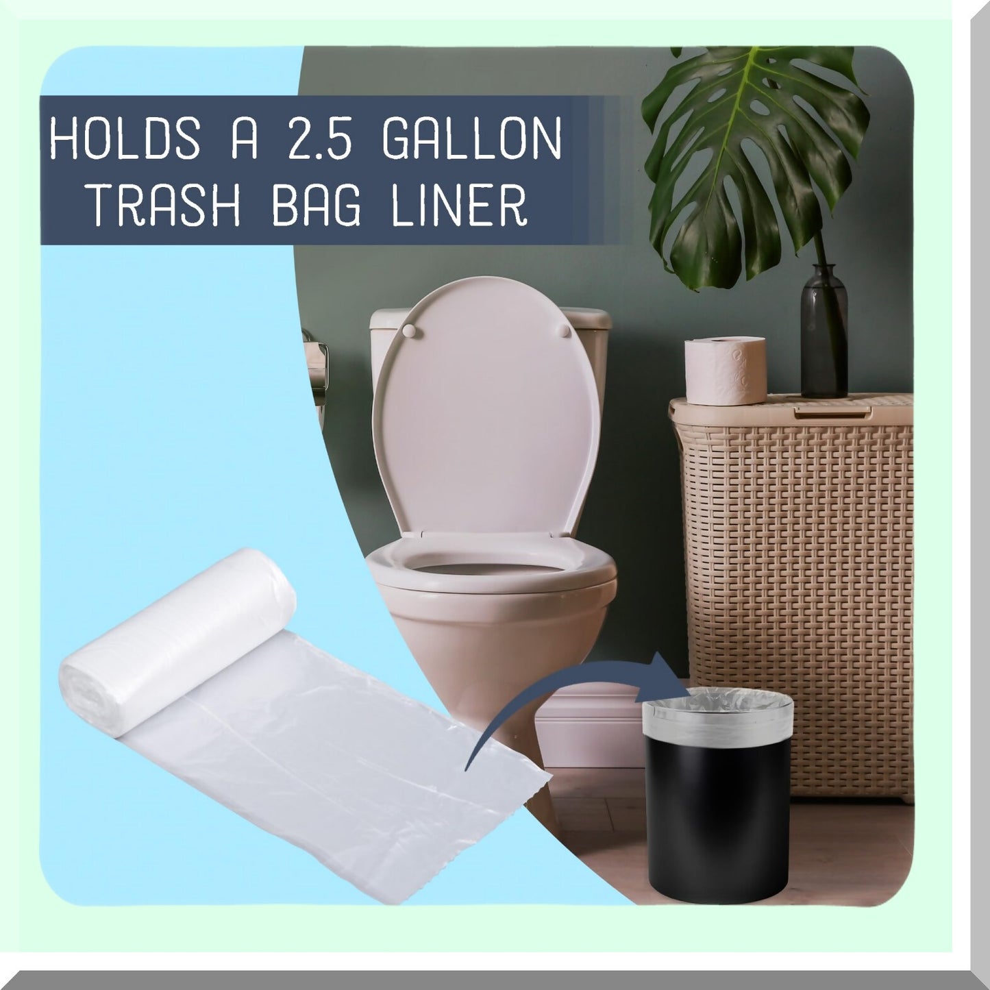 Round Black Bathroom Trash Can and Tissue Box Set of 2