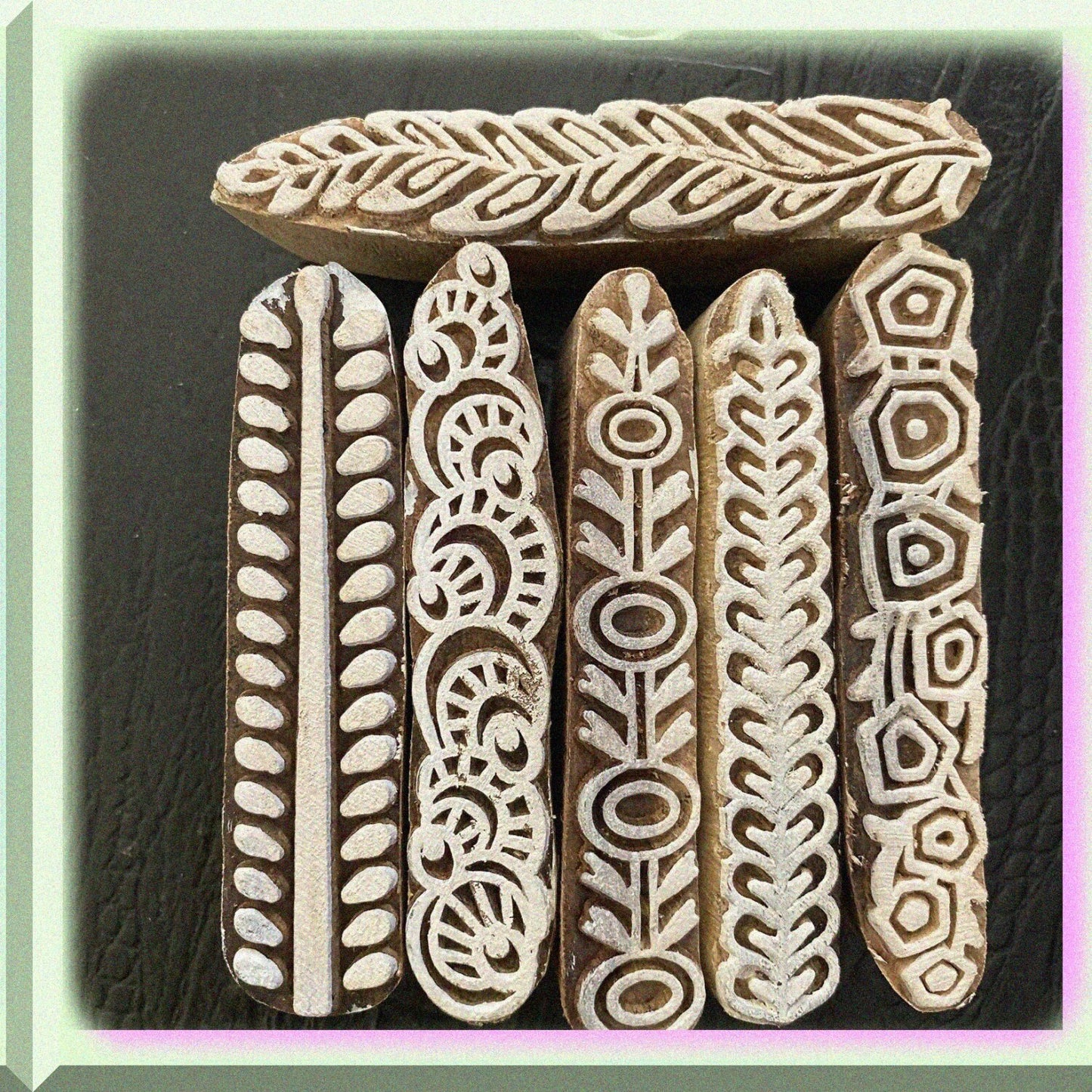 Mehendi Print Blocks Border Pattern Wooden Stamps Set of 10