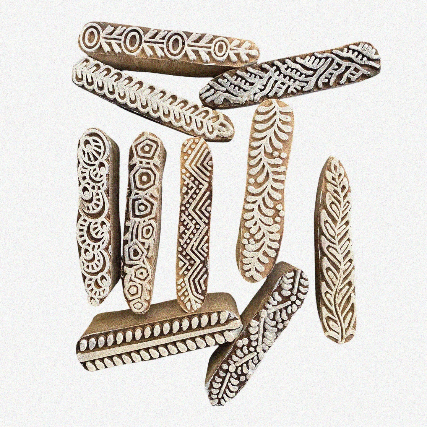Mehendi Print Blocks Border Pattern Wooden Stamps Set of 10