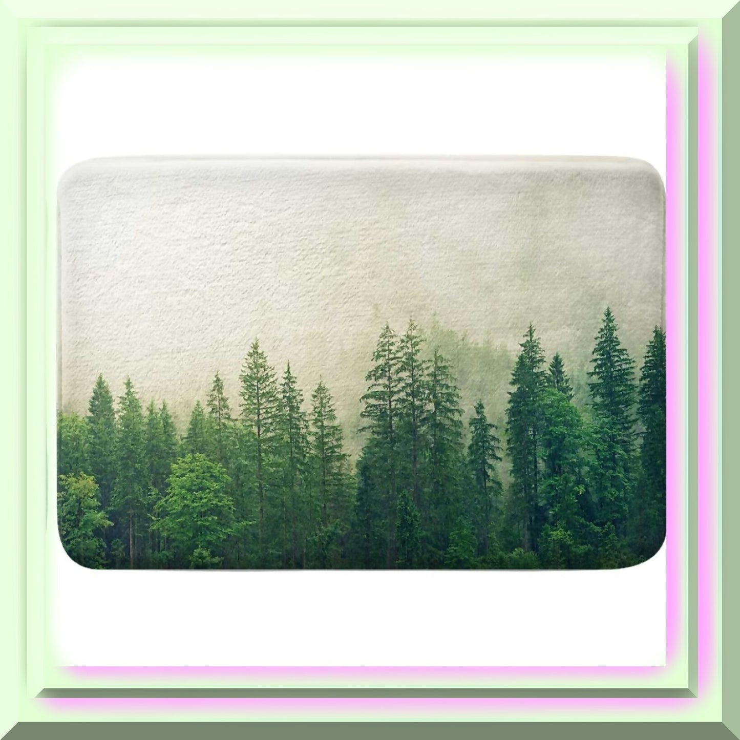 Forest Bathroom Rug 17x29" Non-Slip Green Fog