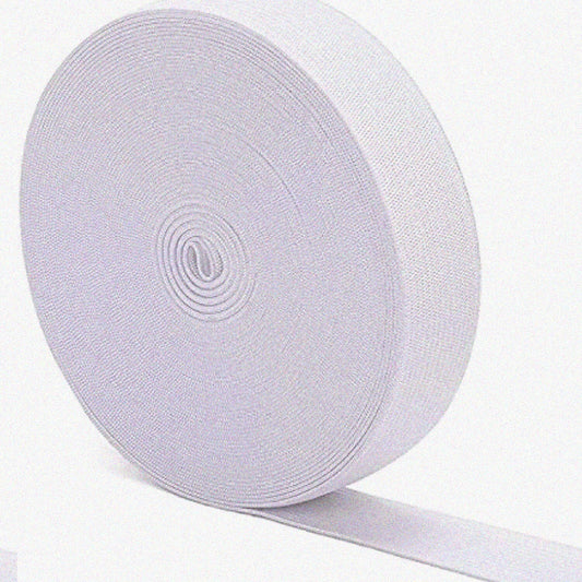 Elastic Band Compatible with Sewing, White, 1 inch, 12 yards