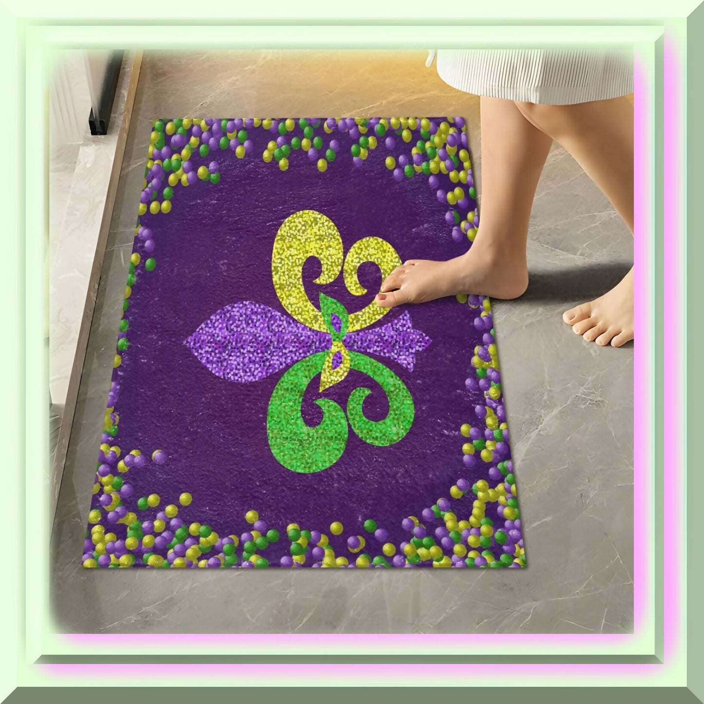 Mardi Gras Bathroom Rug 24x16 Non-Slip Absorbent Mat