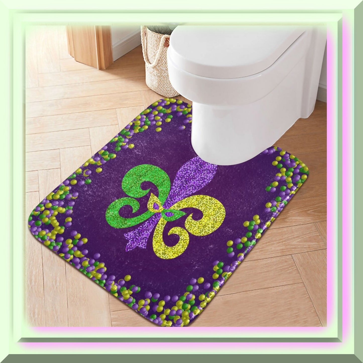 Mardi Gras Bathroom Rug 24x16 Non-Slip Absorbent Mat