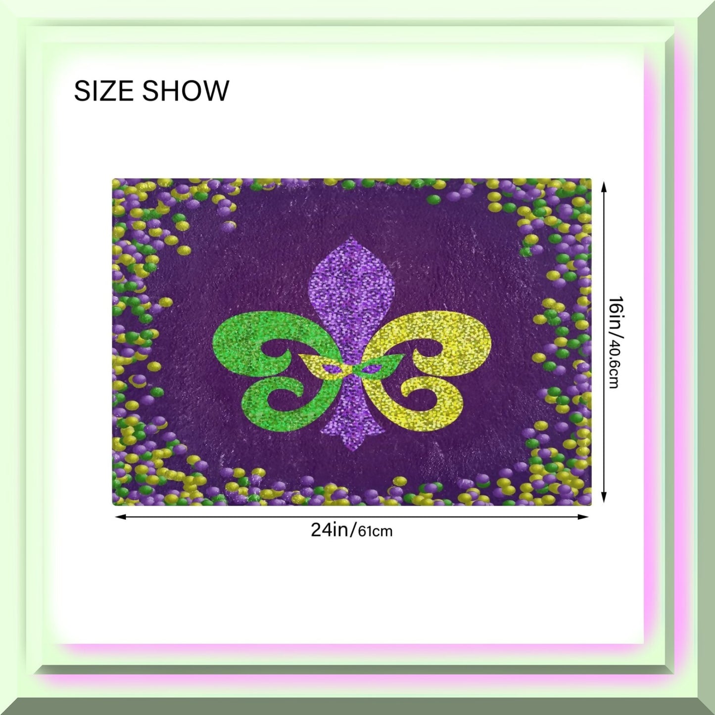 Mardi Gras Bathroom Rug 24x16 Non-Slip Absorbent Mat