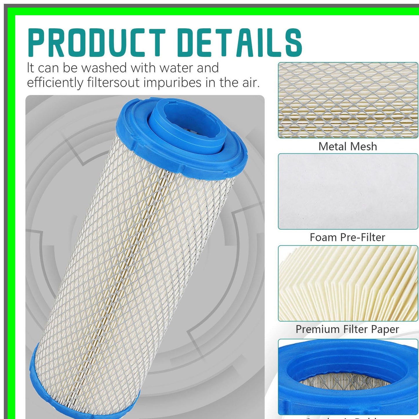 Kawasaki Lawn Mower Outer Inner Air Filter Set for FX651V FD731V Models