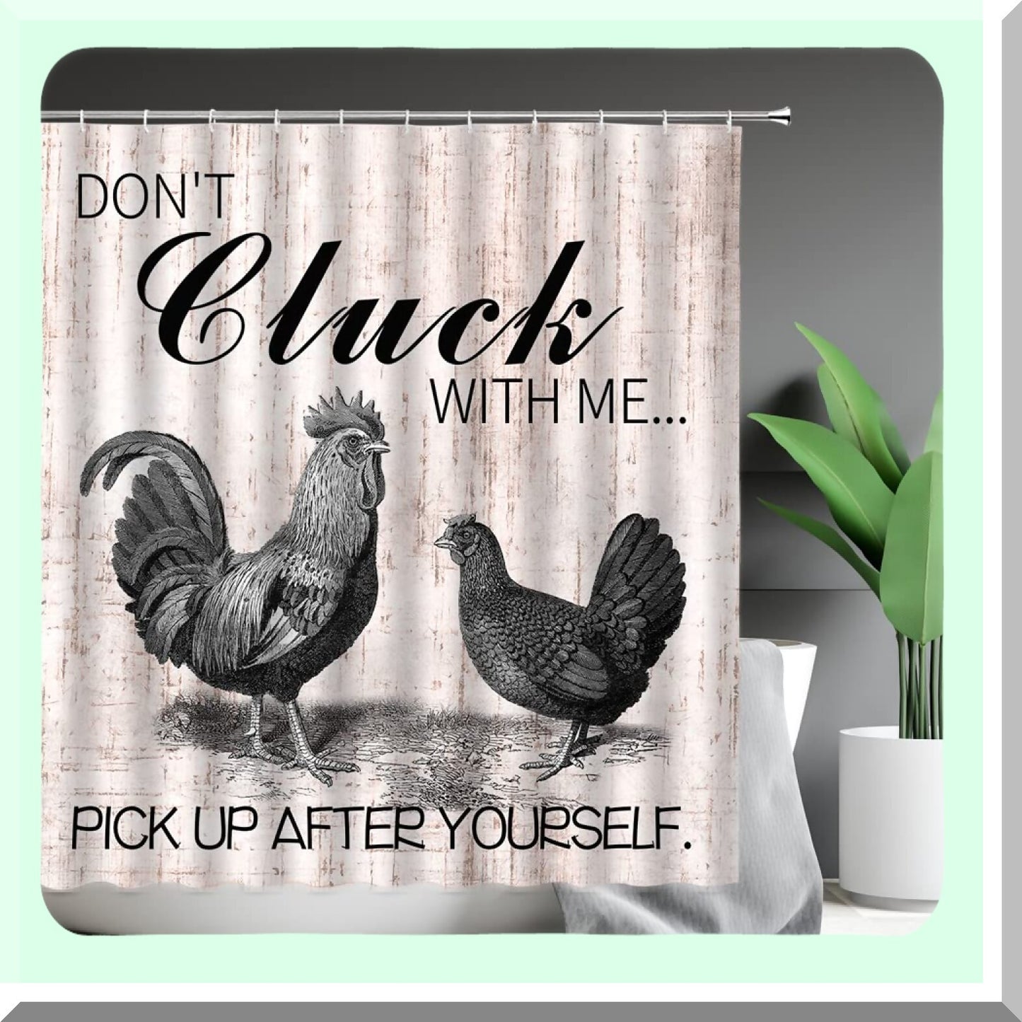 Chicken Farmhouse Animal Shower Curtain with Hooks