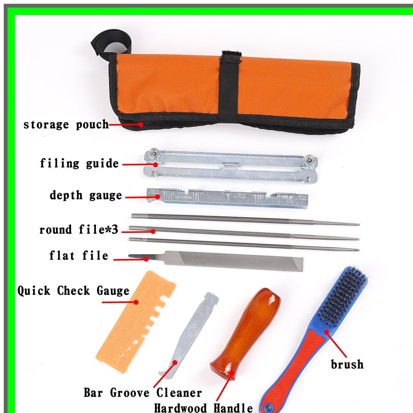 Chainsaw Sharpener Kit with Files and Travel Pouch for Precision Cutting