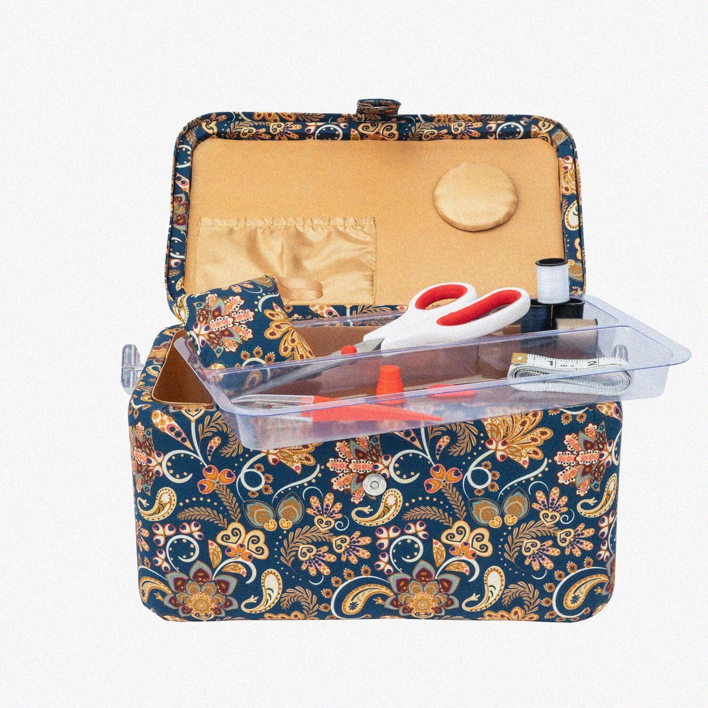 Large Tackle Basket Navy Paisley Print