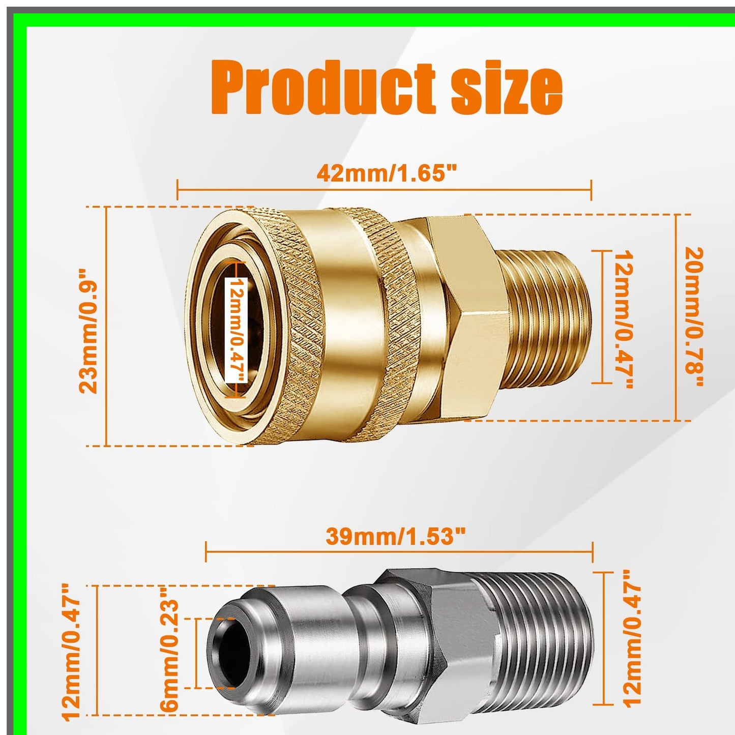 Quick Connect Pressure Washer Couplers Set for 1/4 Inch Fittings