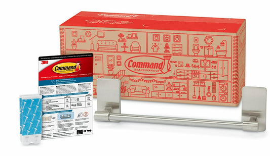 Hand Towel Bar Nickel 9 in Water Resistant Strips