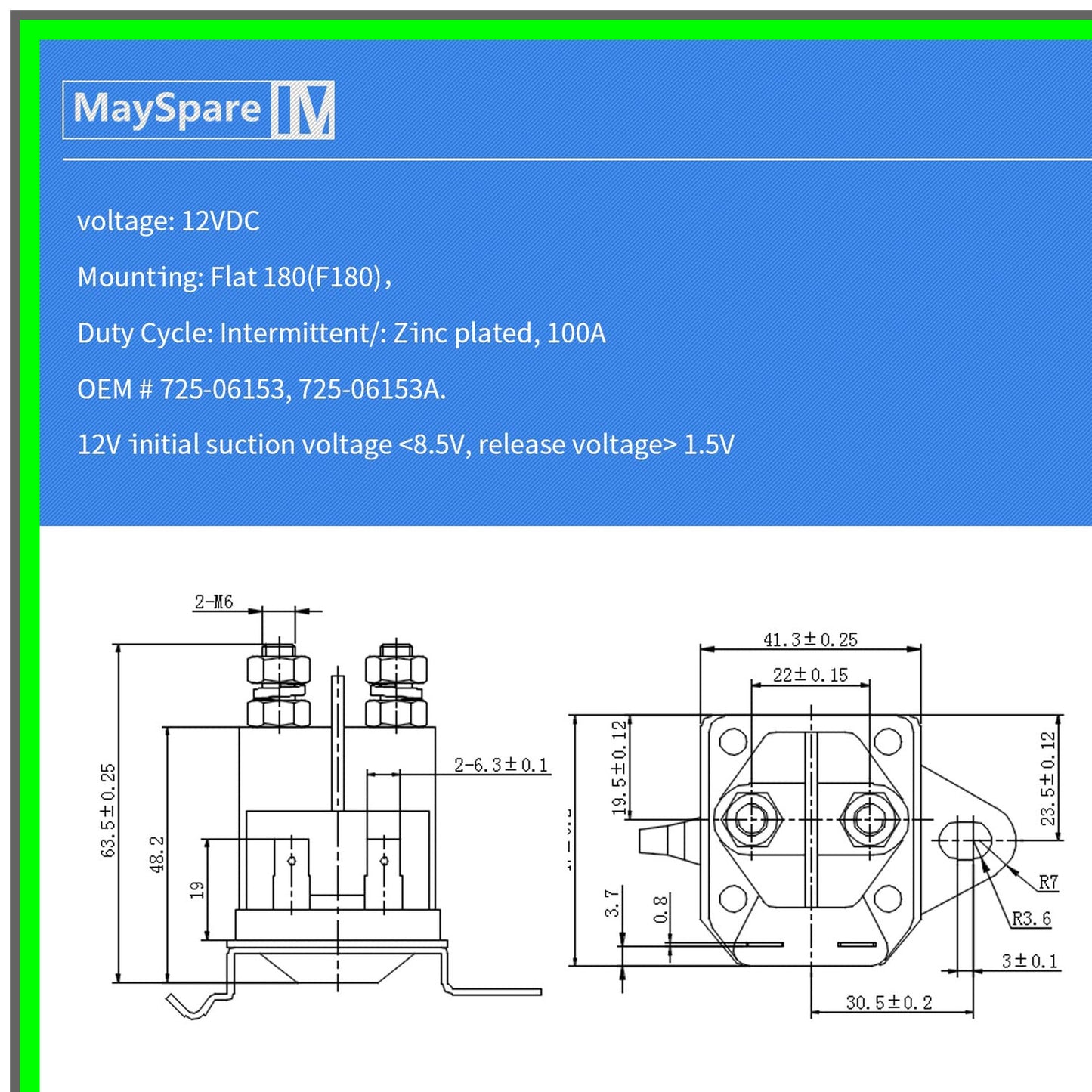 Husqvarna Lawn Tractor Starter Solenoid 12VDC Compatible MTD Troy Bilt