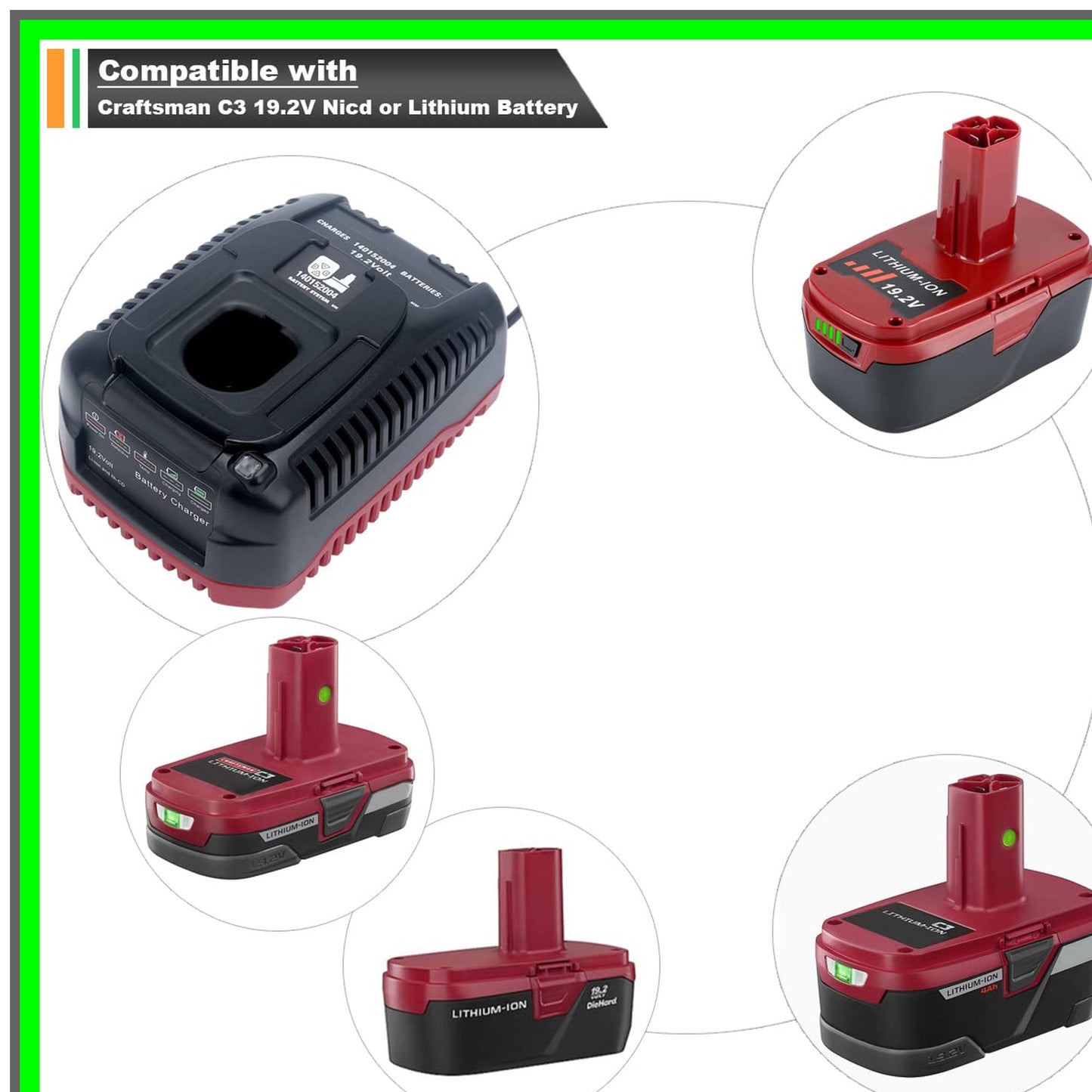 19.2V C3 Battery Charger for XCP Lithium NiCd Compatibility