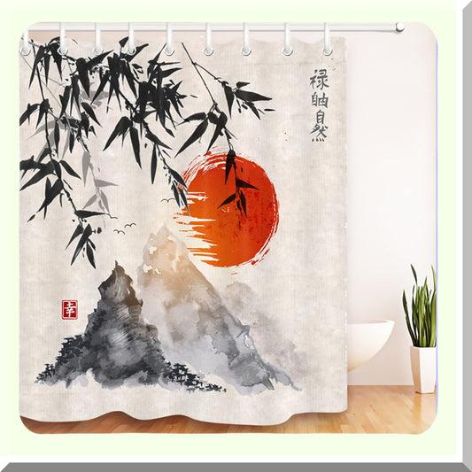 Black Bamboo Shower Curtain 72x72 Inch Waterproof Fabric