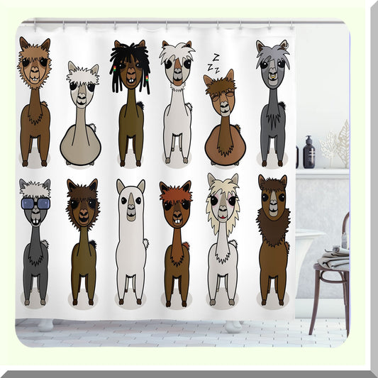 Cartoon Alpacas Shower Curtain 69x70 inches