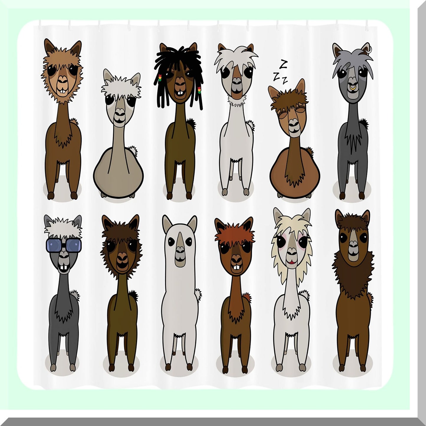 Cartoon Alpacas Shower Curtain 69x70 inches