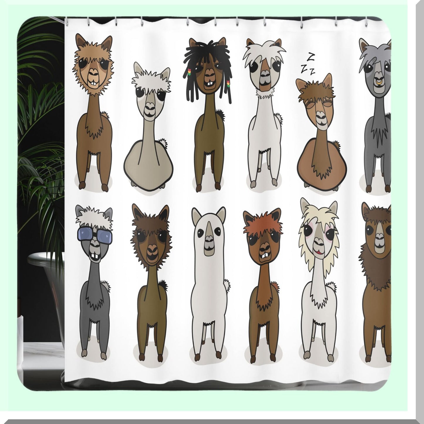 Cartoon Alpacas Shower Curtain 69x70 inches