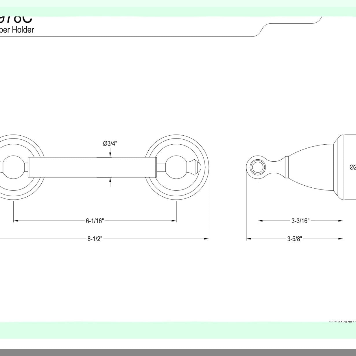English Vintage Tet Paper Holder 8.5-Inch Polished Chrome