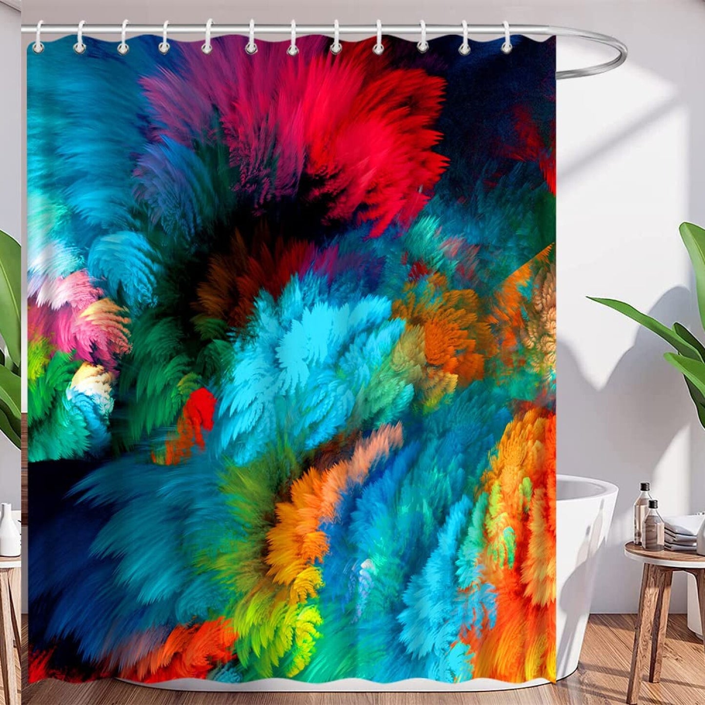 Colorful Watercolor Shower Curtain 70x70 Inches