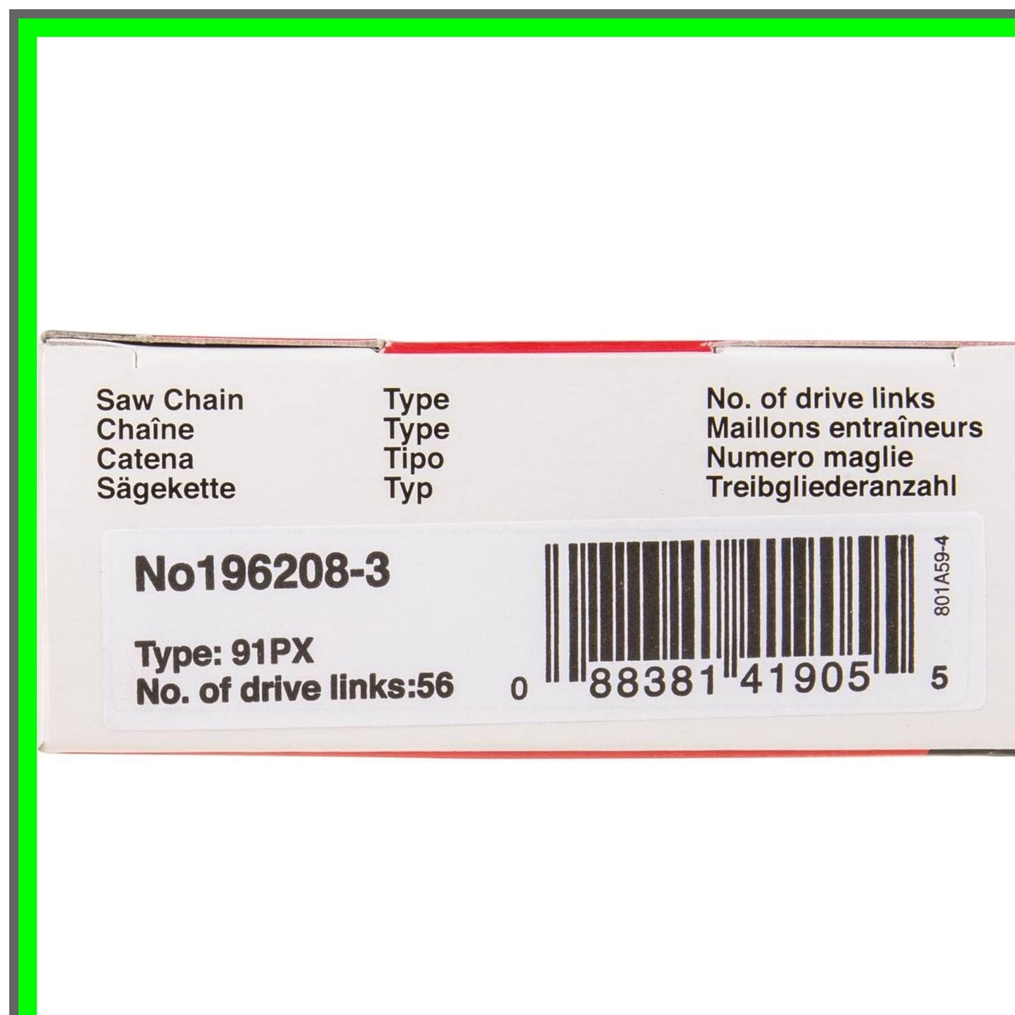 Precision 16-Inch 3/8" Saw Chain for Smooth Cutting Performance