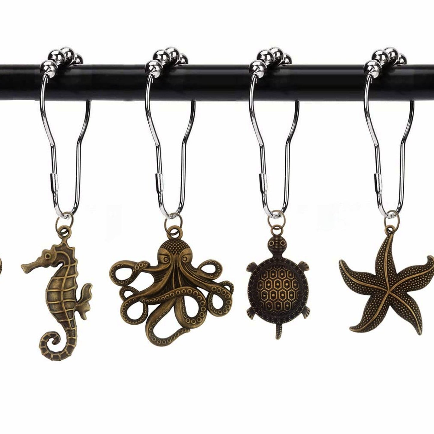 Ocean Themed Shower Curtain Hooks Set of 12