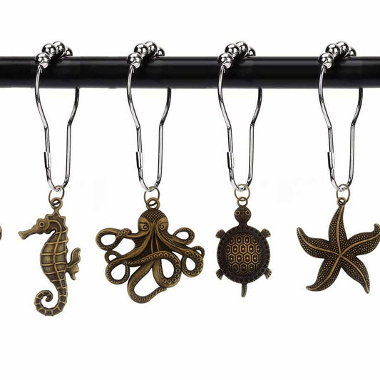 Ocean Themed Shower Curtain Hooks Set of 12