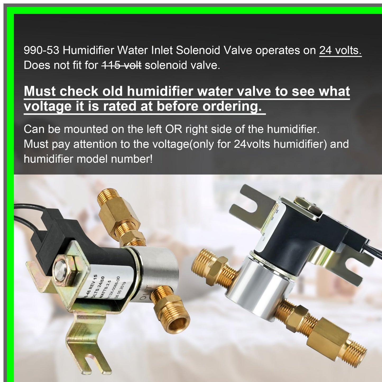 Universal 24 Volt Humidifier Water Valve for GeneralAire Solenoid Replacement