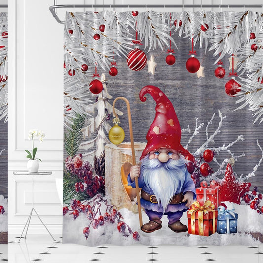 Gnomes Shower Curtain 70x70 Winter Holiday Fabric
