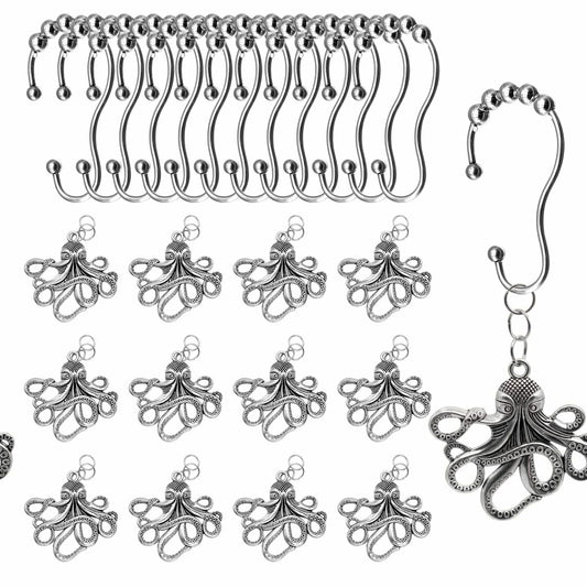 Stainless Steel Shower Curtain Hooks Rings Set of 12