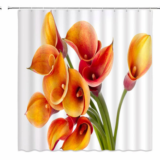 Calla Lily Orange Shower Curtain 70x70 Inches