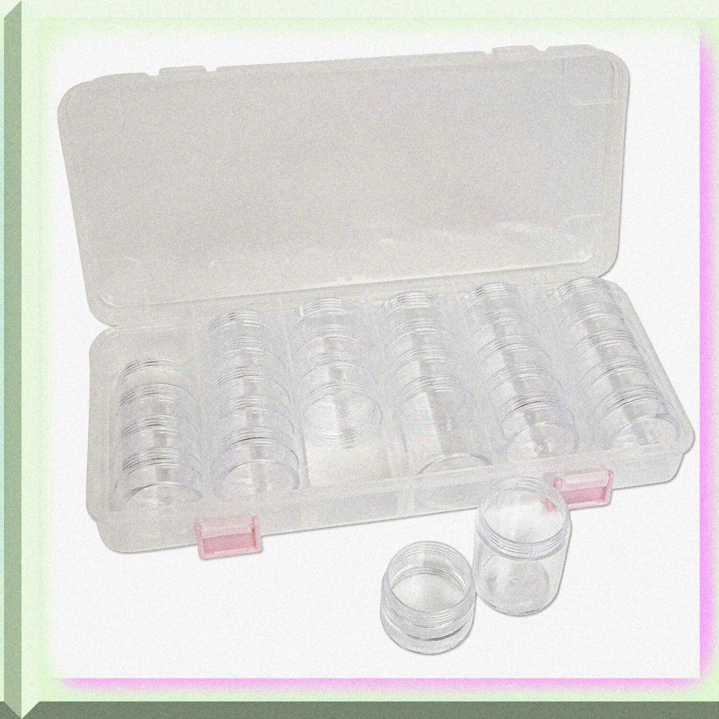 Plastic Bead Storage Case with 28 Jars and 6 Lids