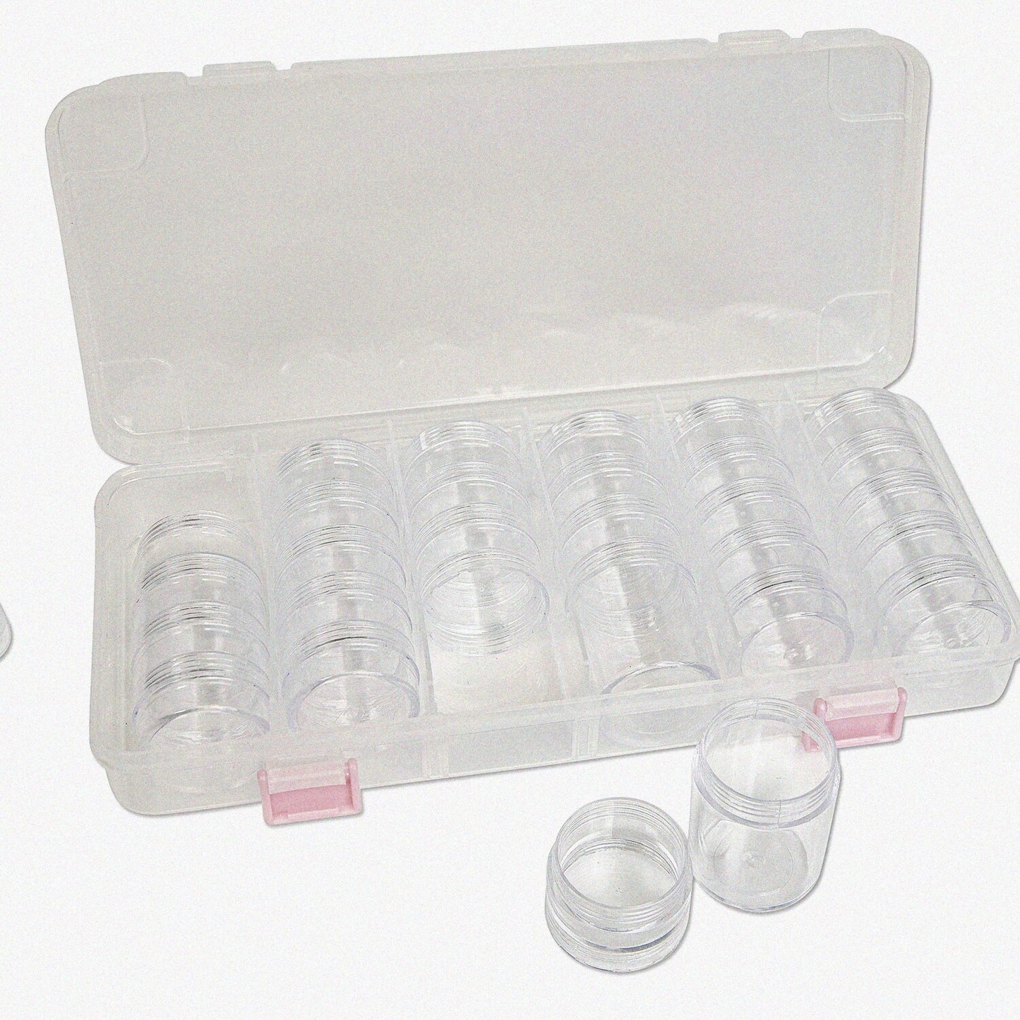 Plastic Bead Storage Case with 28 Jars and 6 Lids