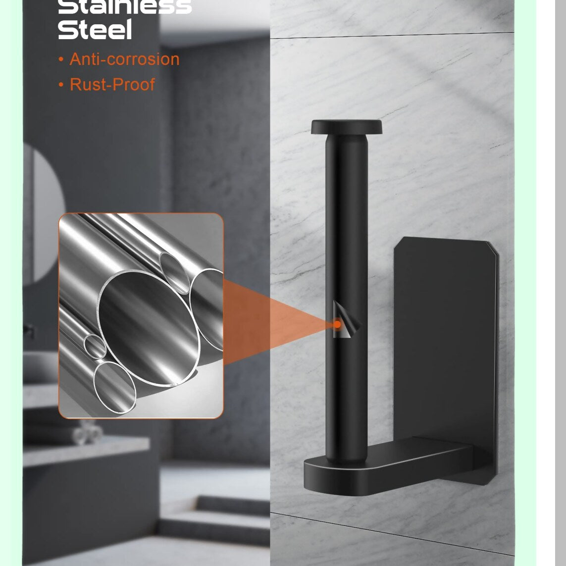 RV Camper Self Adhesive Toilet Paper Holder with 2 Hooks