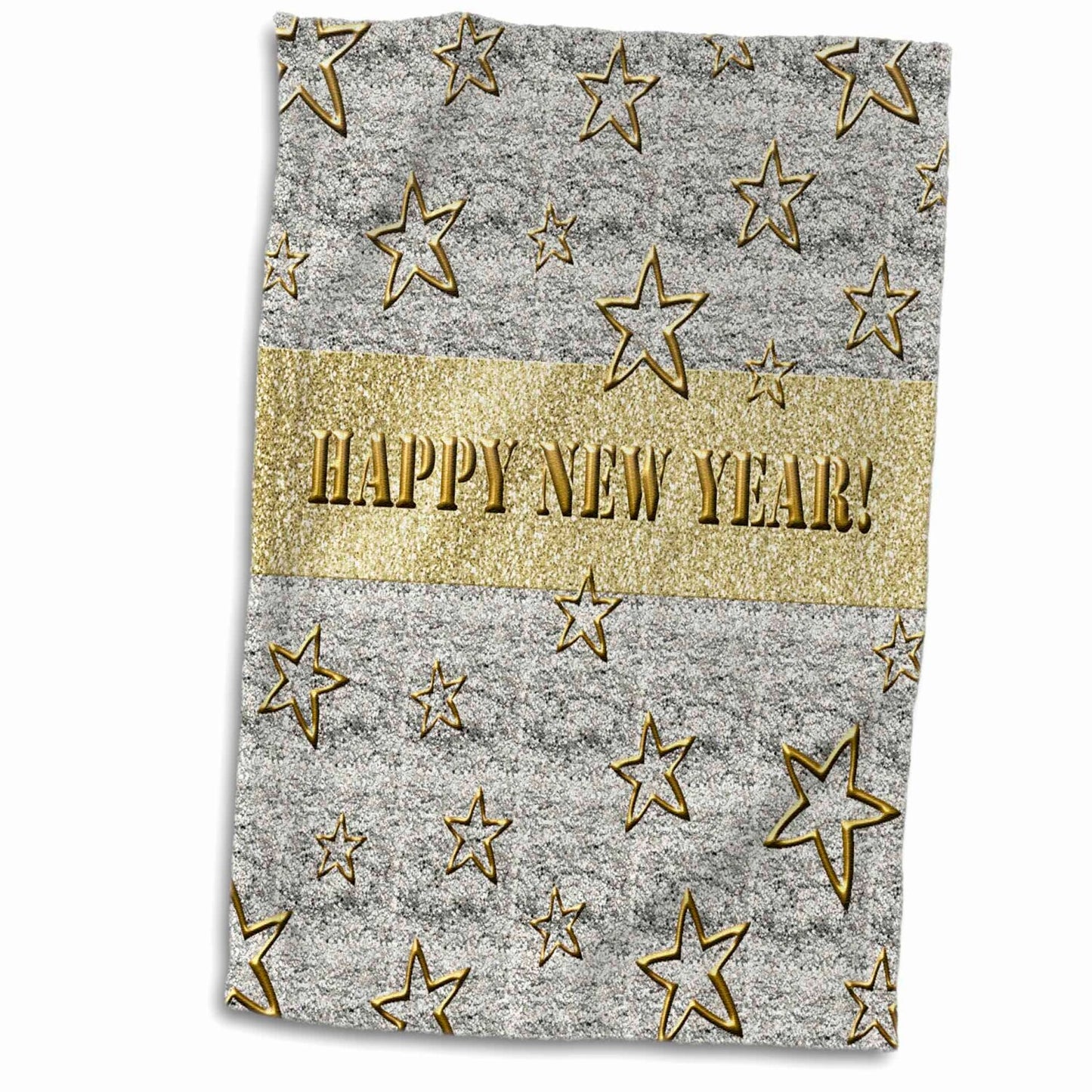 3D Rose Stars Silver Textured Hand Towel 15x22