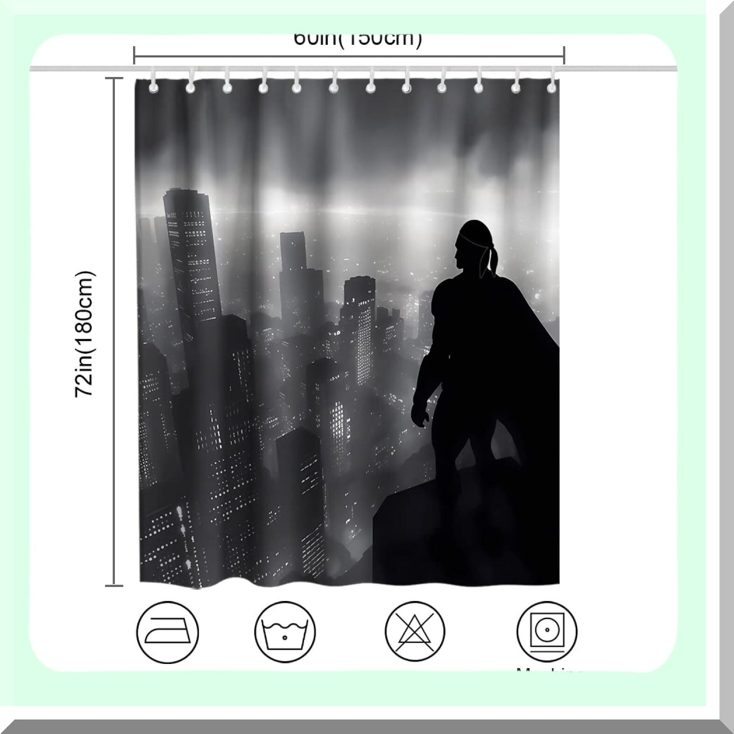 Black Bathtub Shower Curtain 60x72 inch