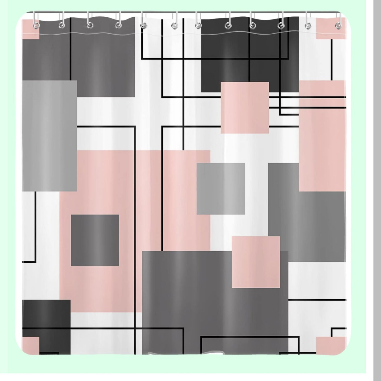 Black and White Geometric Shower Curtain 72x72 inch