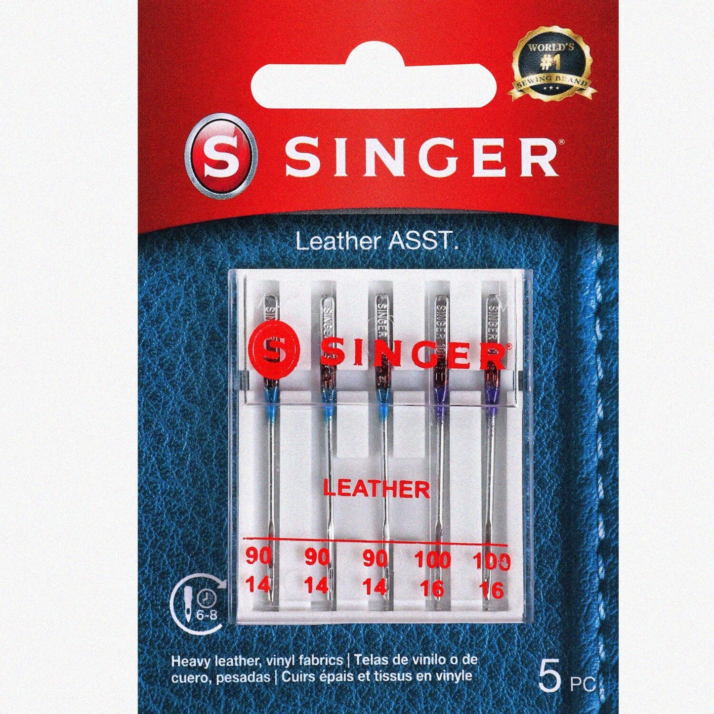 Leather Sewing Machine Needles Set 90/14 & 100/16, 5 Pack