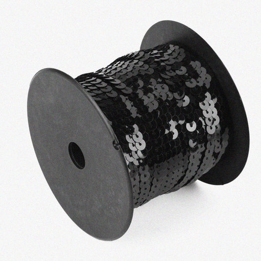 Sequin String Flat 100 Yards Black 6mm