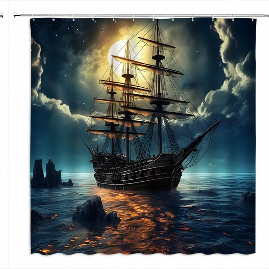 Pirate Ship Nautical Shower Curtain 70x70 Inch
