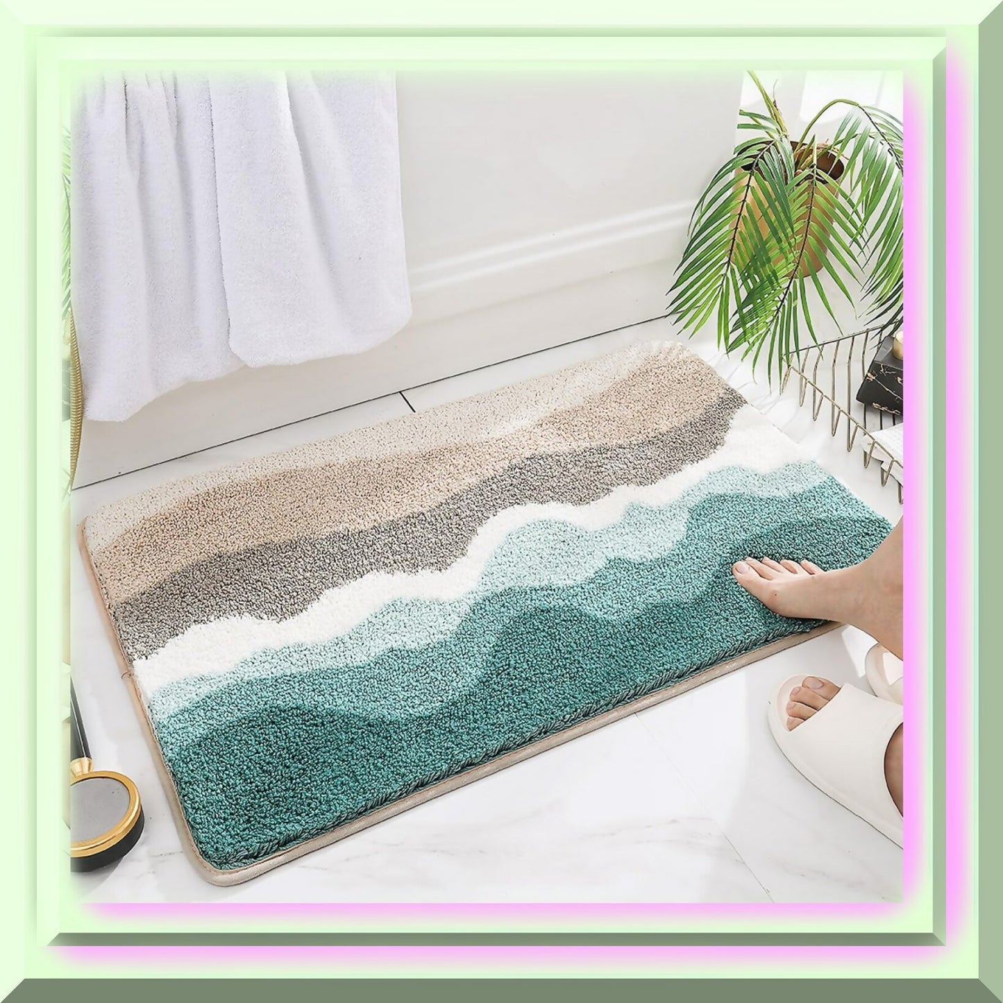 Cyan Microfiber Bath Mat 24x16"